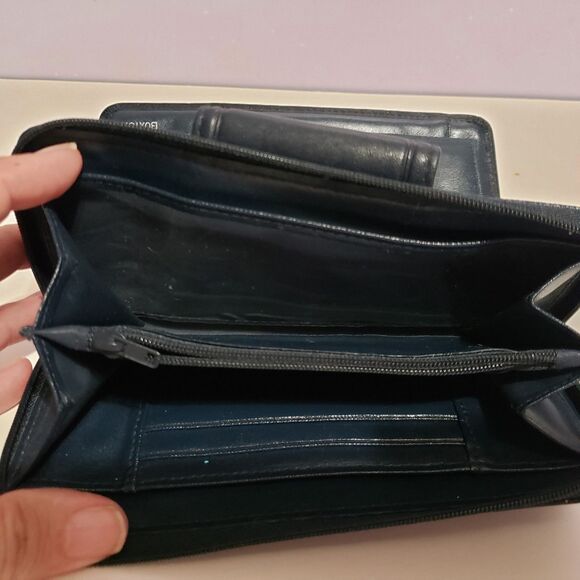 Buxton Genuine Leather Dark Blue Women's Zip Around Wallet 7"×4" - Picture 8 of 8